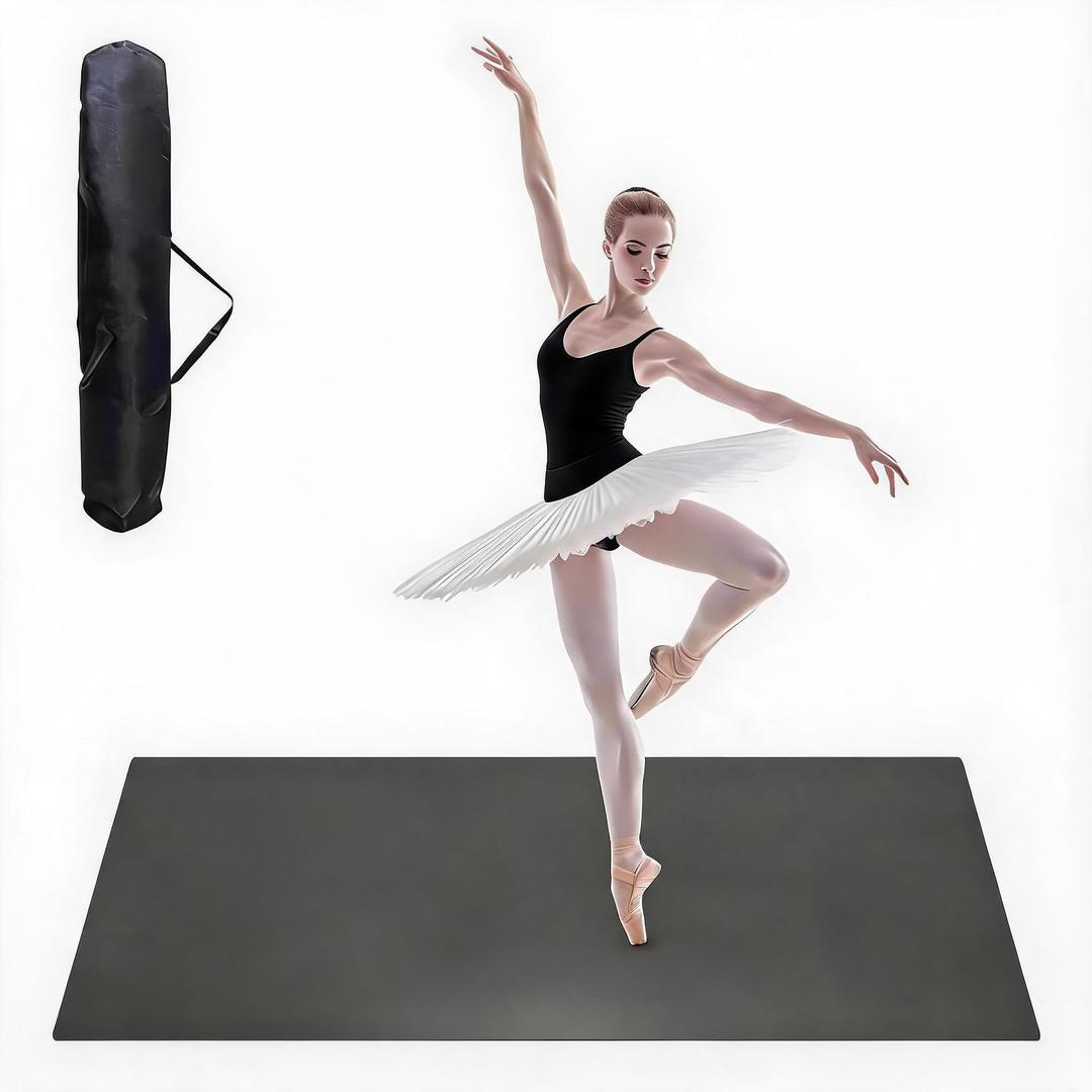 Garvee 6 x 4 ft Dance Floor,Portable Dance Floor Mat,PVC Non-Slip Exercise Flooring for Ballet Jazz & Pop for Home and Gym,Black