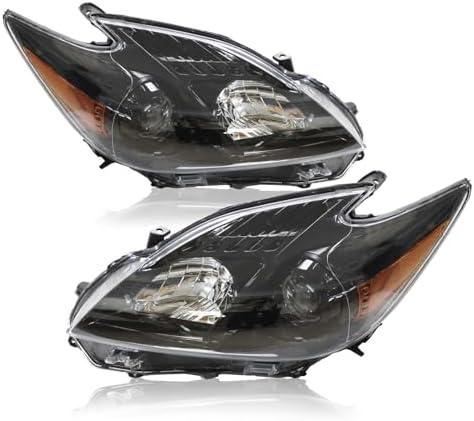 2012 2013 2014 2015 Prius Headlights,Headlight Assembly Fit for 2012-2015 Toyota Prius,Halogen Headlamp Replacement Driver Passenger Side Black Housing Amber Reflector Clear Lens TO2518134 TO2519134