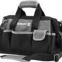16-inch Tool Bag, Portable Tool Box Organizer Storage, Wide Mouth Tool Tote Bag with Large Zipper, 17-Pocket Adjustable Shoulder Strap and Ergonomic Handle (16" Molded Base)