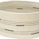 Fhiny Cotton Rope Dog Toy Basket with Handle Puppy Toys Storage Bin Small Woven Rectangle Diapers Pet Kitty Bed Perfect for Carry Pet Chew Toys Blankets Leashes Doggie Stuff - Beige M (B-M:15.7"11.4"7")