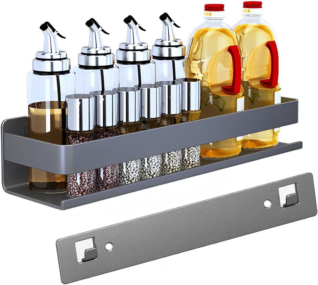 Stainless Steel Detachable Wall Mounted Floating Shelves for Kitchen, Bathroom, Storage Organizer Shelves, Corrosion and Rust Resistant, Set of 1 Gray (15.7inches (40cm))