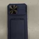 SSLOTSCASE for iPhone 17 Pro Max Case with Stand & Credit Card Holder & Sliding Camera Cover & Camera Stand & Wallet, Rugged Silicone Edge Protective Case Cover for iPhone 17 Pro Max 6.9'' 2025, Blue