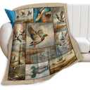 Duck Hunting Throw Blanket for Girls & Women - Funny Mallard Duck Decor, Cozy Flannel Soft Warm Plush Lightweight Bedding - 50"X40"