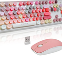 FOPETT Wireless Keyboard and Mouse Sets,Reliable 2.4 GHz Connectivity for PC,Laptop,Smart TV and More (White Colorful)