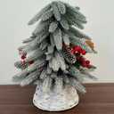 7.5-Inch Mini Christmas Tree Collar, Handcrafted Woven Hyacinth Holiday Rattan Tree Skirt Accessory-White