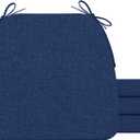 AAAAccessories D-Shaped Chair Cushions, 2" Thick Dining Chair Pads with Ties and Removable, Machine-Washable Cover, 17" x 16", Set of 4, Blue (4 Count)