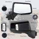 Right Passenger Side Mirror Compatible With 2019-2026 GMC Sierra 1500 With Power Folding Heated Turn Signal Puddle Light Memory Temperature Sensor Black Replace#84898873 84732186(15Pins)