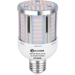 30W LED Corn Light Bulb 3000 Lumen Led Corn Bulb 3000K Warm White E26/E27 Base LED Light Bulb for Home Garage Lighting Garage Backyard Office Household