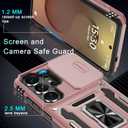 DEERLAMN Case for Samsung Galaxy S26 Ultra 6.9-Inch with Slide Camera Cover+Screen Protector(1 Pack), Rotated Ring Kickstand Military Grade Shockproof Protective Cover-Rose Gold