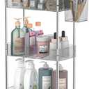 REALINN Rolling Storage Cart, 3 Tier Clear Grey Bathroom Cart Organizer, Utility Movable Shelving Unit for Laundry Room Organization, Storage for Office, Living Room, Grey