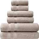 SOFE H&L | Olea Luxury Turkish Cotton Bath Towels Set of 6 : 2 Bath Towels 2 Hand Towels 2 Wash Cloths, Sand | Thick, Premium, Soft, Durable, Absorbent - Hotel Quality Towel Sets for Bathroom