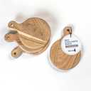 The Fine Living Co. Set of 4 Small Appetizer Serving Plate, Round Mini Charcuterie Boards, Acacia Small Wood Tray, Round Serving Board for Meat, Food-grade Paddle, 7"x5", Natural Pale, 0.6" Thick