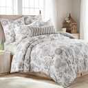 Levtex Home - Ophelia Blush Comforter Set - King Comforter + Two King Pillow Cases - Floral - Taupe Grey Cream Blush - Comforter (106 x 94in.) and Pillow Case (36 x 20in.), Comforter - King/Cal King