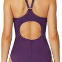 Baleaf Women's Athletic Training Adjustable Strap One Piece Swimsuit (Purple, M)