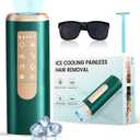 Laser Hair Removal with Sapphire Ice Cooling 40, 20J MAX Painless IPL Laser Hair Removal Device for Women & Men, Full Body & Facial Use, Green