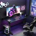 Veken 55 Inch Large Electric Standing Gaming Desk, Heights Adjustable,Sit to Stand Up, Work Home Office Computer Table for Study, Walking Pad, Writing, and Games, Wooden Desktop Desks, Black