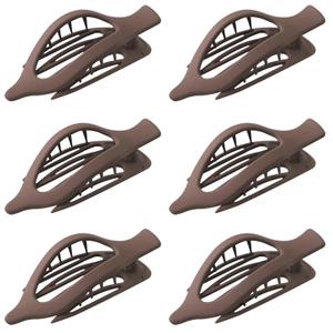 6 Pack Flat Hair Claw Clips for Women Duck Billed French Lay Down Hair Barrettes Accessories 100% Polycarbonate Matte Dark Brown