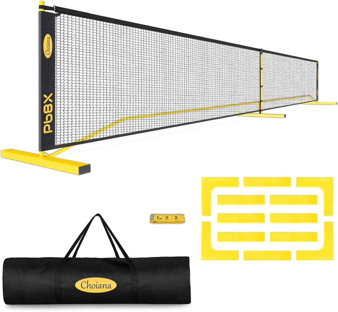 Portable Pickleball Net, Pickle Ball Net Outdoor with 22ft Regulation Size Net, Court Markers, Durable Frame PE Knited Pickleball Practice Net System for Backyard Driveway