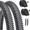 Hycline 2 Pack Bike Tires Set,26/27.5 Inch Folding Replacement Tire Plus 2 Pack 26/27.5-inch Bike Tubes and Levers for MTB Mountain Bicycle