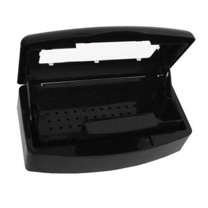 Nail Tool Sterilizer Box, Plastic Sterilization Tray for Tweezer, Eyelash Extensions, Hair Salon, Spa, Nail Implement (Black)