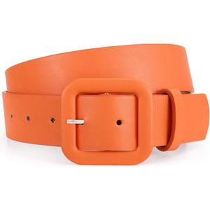 WHIPPY Women Leather Belt Candy Color Fashion Square Buckle Belt Ladies Belt for Jeans Pants Dresses