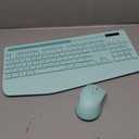 Wireless Keyboard and Mouse Combo - Full-Sized Ergonomic Keyboard with Wrist Rest, Phone Holder, Sleep Mode, Silent 2.4GHz Cordless Keyboard Mouse Combo for Computer, Laptop, PC, Mac, Windows (Green) (1 PACK)