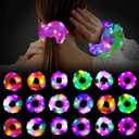 18Pcs Light Up Scrunchies, LED Hair Scrunchy for Women Girls Neon Colorful Hair Tie 3 Light Modes Hair Bands Glow in the Dark Hair Accessories for Rave Slumber Carnival Birthday Party Favor Supplies