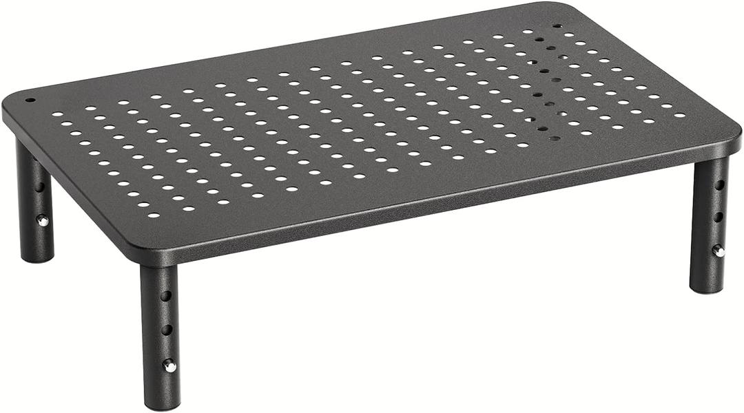 HUANUO Monitor Stand, Monitor Stand Riser 3 Height Adjustable, Monitor Riser with Airflow Vents, Laptop Stand for Desk, Laptop Riser, Desk Organizer for Monitor, 15.6" Laptop, PC, Printer (Black)