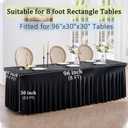 2 Pack Black Spandex Tablecloth for 8 Foot Rectangle Tables, Wrinkle Free Fitted Table Cloths 8ft Stretchy Table Clothes Cover Desk Skirt for Parties Weddings Birthday Banquet Baby Shower