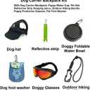 Dog Carrier Backpacks,Adjustable Safety Dog Carrier Backpacks Kit with Dog Water Cup, Reflective Strip Pendant, Dog Hat Hiking Buckle,Puppy Foot Washer, Pet Protective Glasses(Medium)