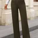 PRETTYGARDEN Women's Dressy Casual Dress Pants 2025 Fall Straight Leg High Elastic Waisted Stretch Trouser Slacks (Army Green, Small)