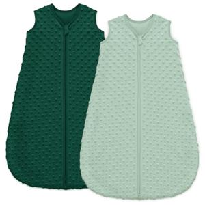 Unnivoll Fleece Baby Sleep Sack 6-12 Months with Plush Dots 1.5 Tog Baby Wearable Blanket with 2-Way Zipper Warm Sleeping Sack for Toddler Infant Newborn - Medium, Forest Green