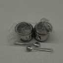 IBWell 10oz Sugar Bowl with Clear Lid and Spoon 2 Pack Silver Coffee Bar Containers for Kitchen Stainless Canister for Seasoning