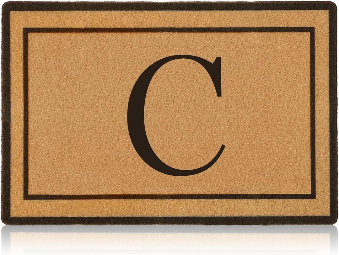 STINI Coco Coir Door Mats - 20" X 32" Personalized Welcome Door Matt Outdoor Entrance Home, Customizable Door Mat Outside Entrance Front Doormat, Monogram C Back Doormat Outdoor All Weather Floor Mat