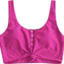 ZAFUL Women's Front Knot Bikini Tops Crop Tankini Top Scoop Neck Padded Bathing Suit Tops (Medium, 0-magenta)