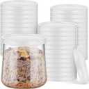 Tessco Yogurt Container Lids Clear Plastic Jar Lids Not Included Jar Replacement Compatible with Oui Yogurt Jars(24 Pieces)