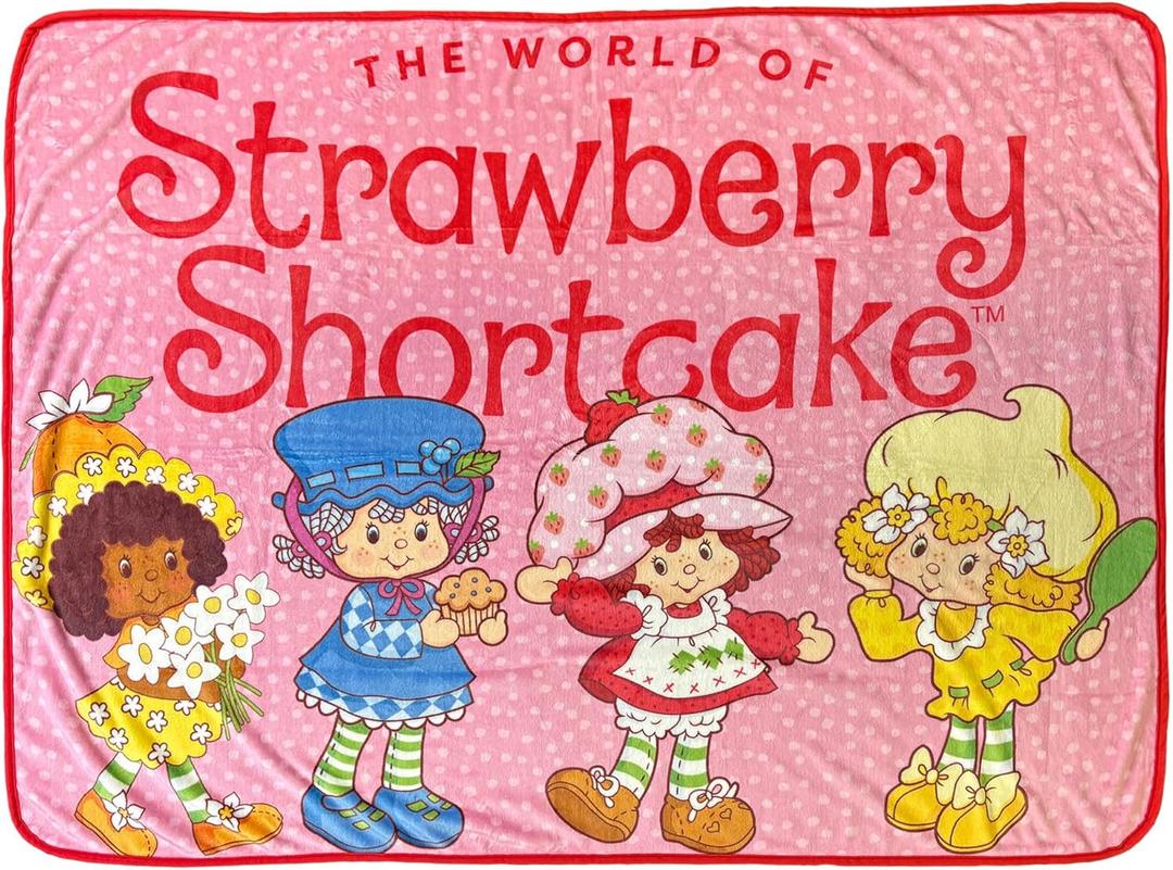 Surreal Entertainment The World of Strawberry Shortcake Blanket Best Friends Plush Fleece Throw 46" x 60"