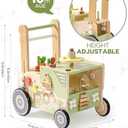 ROBOTIME Wooden Baby Walker Push Toy for Toddlers, Baby Push Walker with Wheels, Farm-Themed Activity Center for Girls & Boys, Adjustable Speed Walker for Baby Learning to Walk