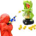 EagleStone Dinosaur Shooting Toys for Boys 5 6 7 8 9 Years Old, Electronic Kids Target Games w/ Air Pump Gun, LCD Score Record, Sound, 24 Foam Balls, Birthday Party Favor,Christmas Gifts for Toddlers (Green)