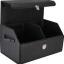 Trunk Organizer for Car, SUV Trunk Organizer Leather Storage, Cargo Box-Automotive Consoles Organizers-Multi-Compartment Adjustable Auto Grocery Home Storage Box (Medium, Black)