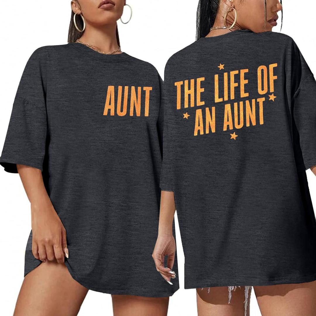 4 x Women Oversized Auntie Shirts Funny Cool Aunt Shirt Gifts Tee Top