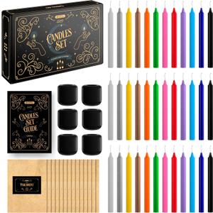 Wyspell - 36 Colored Taper Candles for Witchcraft | 5" Height & 1/2" Diameter | Candle Sticks for Witch Decor | 6 Spell Holders | Shabbat | Chime | Wiccan