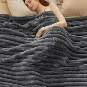 Bedsure Grey Blanket 90 x 96 Inch 100% Get Cozy Polyster
