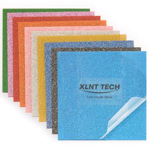 Glitter Acrylic Sheets 8x8 Inch 3mm (1/8") - 10 Pack Multi Color for Laser Cutting, DIY Crafts | Pre-Cut Sparkle Plastic Sheets with Smooth Edges | Engraving, Jewelry, Home Decor Material Glitter Acrylic Sheets 8x8 Inch 3mm (1/8") - 10 Pack Multi Color for Laser Cutting, DIY Crafts | Pre-Cut Sparkle Plastic Sheets with Smooth Edges | Engraving, Jewelry, Home Decor Material
