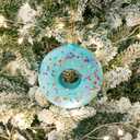 Joiedomi Donut Food Mini Christmas Ornaments Blue, Snacks Blown Glass Small Ornament for Christmas Tree Hanging Outdoor Decorations Indoor, Xmas Blue Candy Party Favors