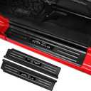2PCS Car Door Sill Protector for Jeep Wrangler JL JLU 2018-2025 &Gladiator JT 2020-2025, Stainless Steel Material Door Sill Guards for Wrangler Accessories, 2 Door（Carbon Fiber)