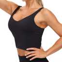 THE GYM PEOPLE Womens' Sports Bra Longline Wirefree Padded with Medium Support (Black, M)
