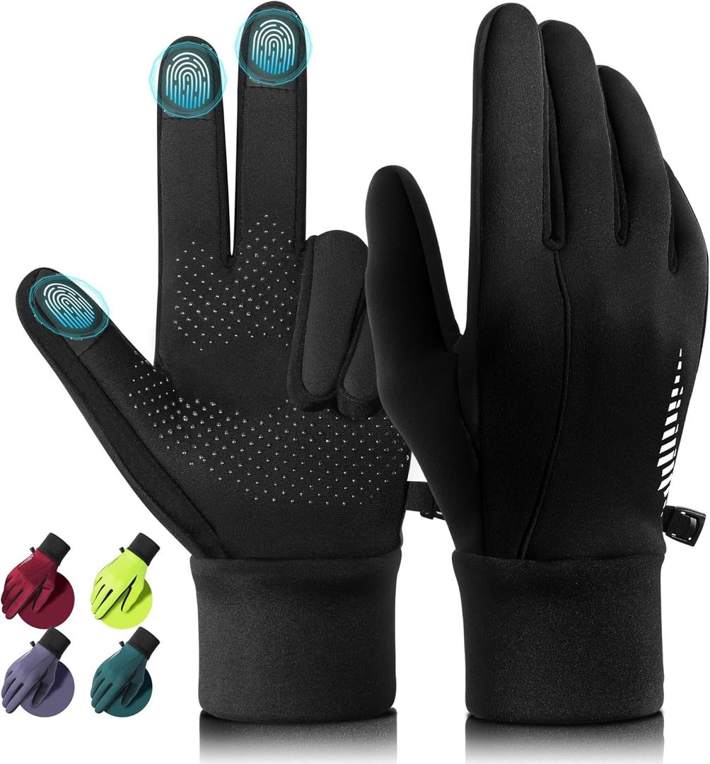 rivmount Winter Gloves Women Men, Cold Weather Touch Screen Liner Glove, Windproof 3-Layers, for Running, Cycling, Biking, Hiking, Driving (Medium, Black)