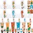 Loopeer 12 Sets/48 Pcs Christmas Hand Cream and Lip Balm Gift Set for Women Bulk Mini Hand Lotion Travel Size for Dry Skin Stocking Stuffers with Greeting Card Organza Bags for Coworker Employee