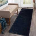 CAROMIO Runner Rug for Bedroom Living Room 2x6 Feet, Shag Fluffy Area Rugs Soft Plush Carpet Thick Long Fur Rug for Hallway Beside Kids Nursery Room Home Decor Mats, Dark Navy